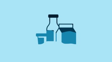Blue Milk product icon isolated on blue background. 4K Video motion graphic animation .