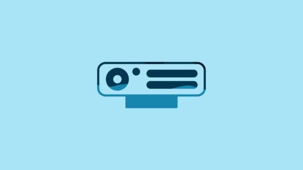 Blue Web Camera Icon Isolated Blue Background Chat Camera Webcam — 비디오