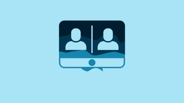 Blue Video Chat Conference Icon Isolated Blue Background Online Meeting — Stock Video
