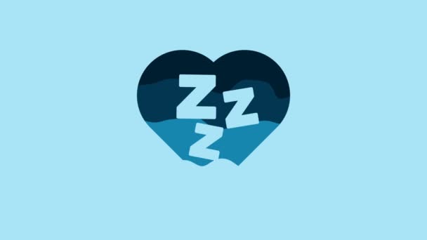 Блакитна Піктограма Sleepy Ізольована Синьому Фоні Сонний Дзвін Чорний Розмовний — стокове відео