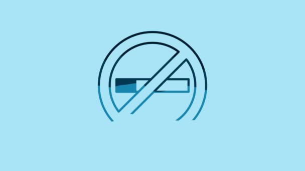 Blue Smoking Icon Isolated Blue Background Cigarette Symbol Video Motion — Stock video