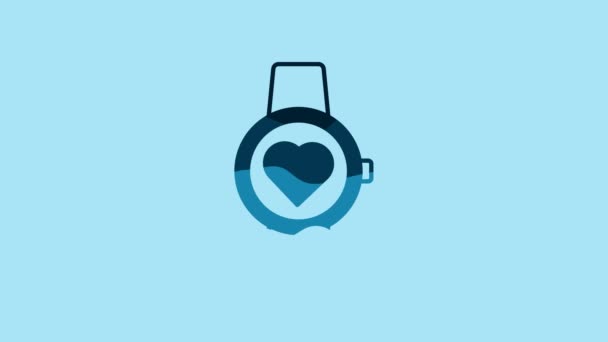 Blue Smart Watch Showing Heart Beat Rate Icon Isolated Blue — Video