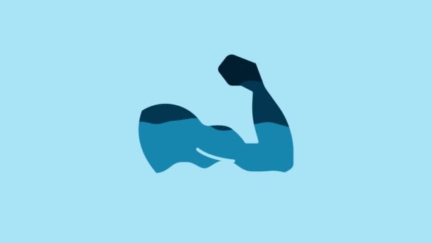 Blue Bodybuilder Showing His Muscles Icon Isolated Blue Background Fit — Vídeos de Stock