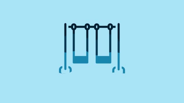 Blue Double Swing Kids Summer Games Playground Icon Isolated Blue — Stok Video