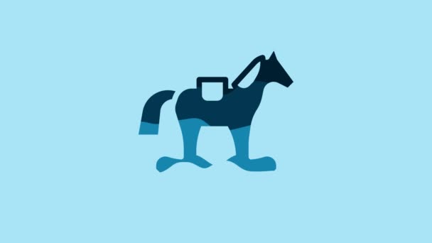 Blue Wooden Horse Saddle Swing Little Children Icon Isolated Blue — Wideo stockowe