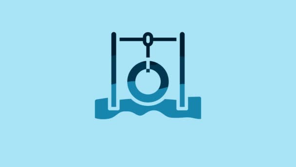 Blue Car Tire Hanging Rope Icon Isolated Blue Background Playground — Vídeo de Stock