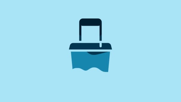 Blue Sand Bucket Icon Isolated Blue Background Plastic Kid Toy — 비디오