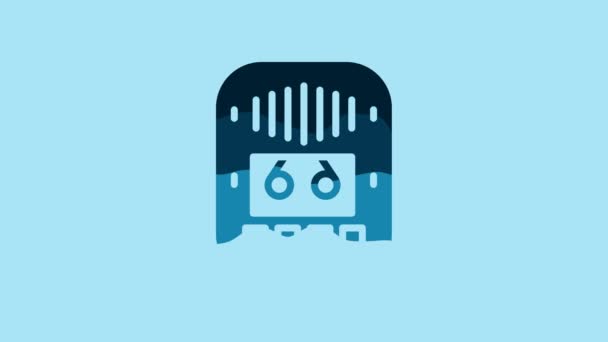Blue Cassette Tape Player Icon Isolated Blue Background Vintage Audio — Stok video