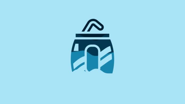 Blue Soda Can Drinking Straw Icon Isolated Blue Background Video — Stok video