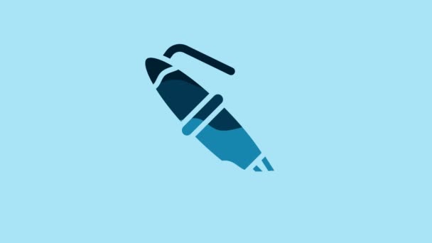 Blue Fountain Pen Nib Icon Isolated Blue Background Pen Tool — Vídeo de Stock