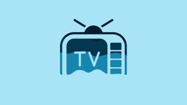 Blue Retro Icon Isolated Blue Background Television Sign Video Motion — Wideo stockowe