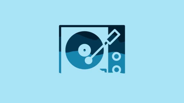 Blue Vinyl Player Vinyl Disk Icon Isolated Blue Background Video — Vídeo de stock