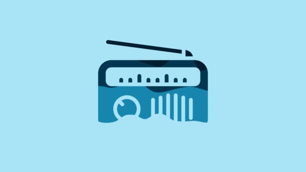 Blue Radio Antenna Icon Isolated Blue Background Video Motion Graphic — Video Stock