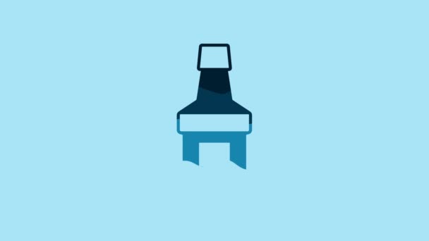 Blue Whiskey Bottle Icon Isolated Blue Background Video Motion Graphic — Stockvideo