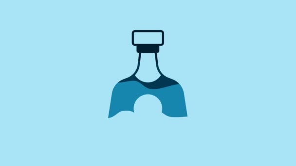 Blue Tequila Bottle Icon Isolated Blue Background Mexican Alcohol Drink — Video