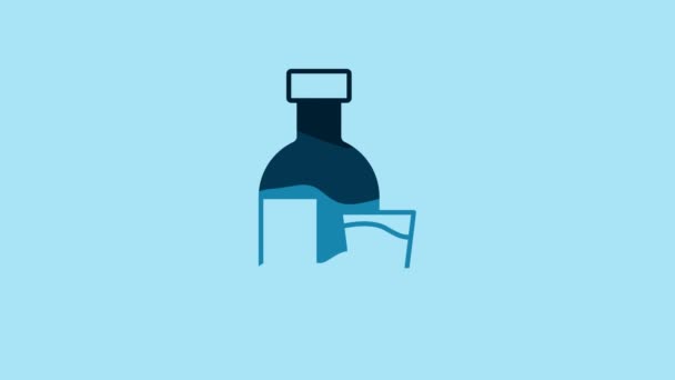 Blue Bottle Vodka Glass Icon Isolated Blue Background Video Motion — Stok video