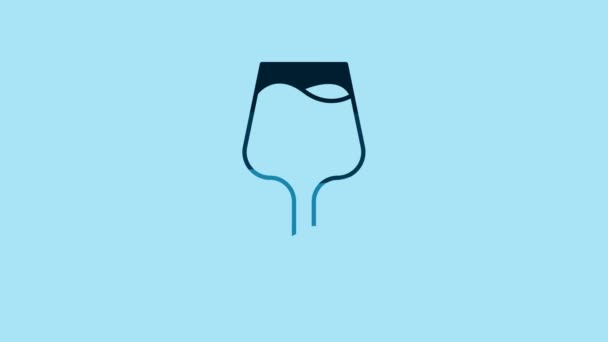 Blue Wine Glass Icon Isolated Blue Background Wineglass Sign Video — Wideo stockowe