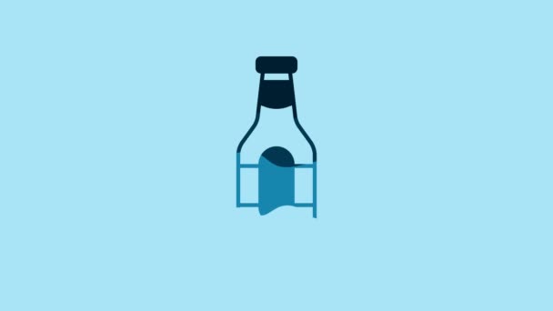 Blue Beer Bottle Icon Isolated Blue Background Video Motion Graphic — Stock videók