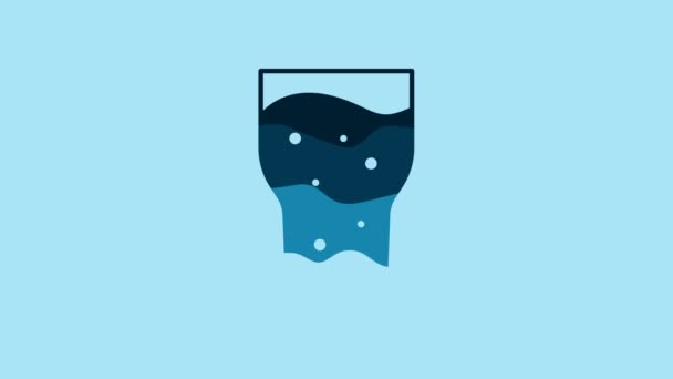 Blue Glass Beer Icon Isolated Blue Background Video Motion Graphic — Video