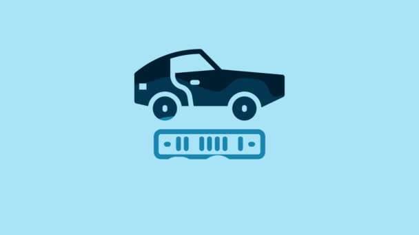 Blue Car Theft Icon Isolated Blue Background Video Motion Graphic — Stockvideo