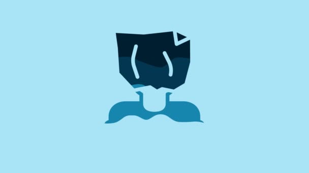 青の背景に隔離された青のキデイピングアイコン 人身売買の概念 アブダクション サインだ 逮捕され犯罪者のシンボル 4Kビデオモーショングラフィックアニメーション — ストック動画