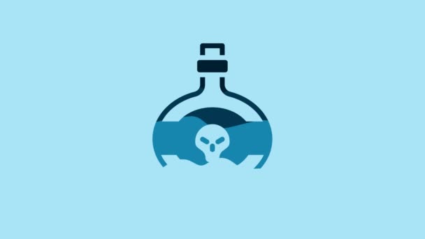 Blue Poison Bottle Icon Isolated Blue Background Bottle Poison Poisonous — Αρχείο Βίντεο