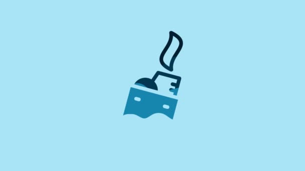 Blue Lighter Icon Isolated Blue Background Video Motion Graphic Animation — Stock video