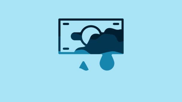 Blue Bloody Money Icon Isolated Blue Background Video Motion Graphic — Stock videók