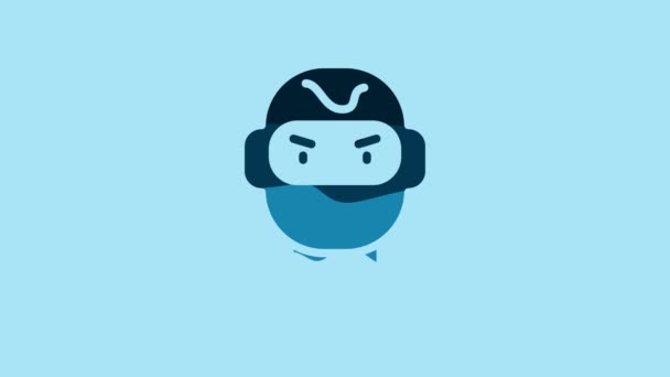 Blue Thief Mask Icon Isolated Blue Background Bandit Mask Criminal — Vídeos de Stock