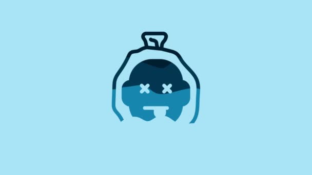 青の背景に隔離された青の殺人アイコン 出血アイコン 死んだ頭だ 犯罪現場の概念 4Kビデオモーショングラフィックアニメーション — ストック動画