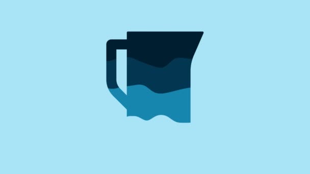 Blue Milk Jug Pitcher Icon Isolated Blue Background Video Motion — Video