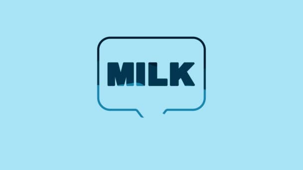 Blue Lettering Milk Icon Isolated Blue Background Hand Written Design — Stockvideo