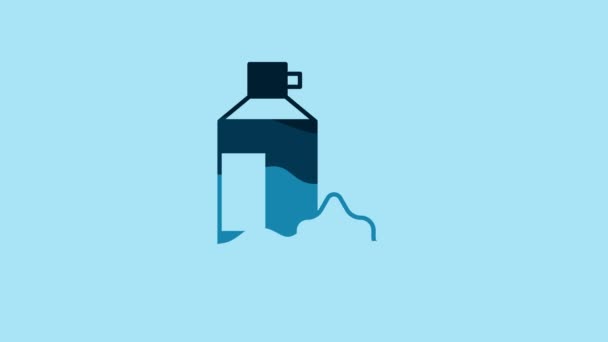 Blue Whipped Cream Aerosol Can Icon Isolated Blue Background Sweet — Wideo stockowe
