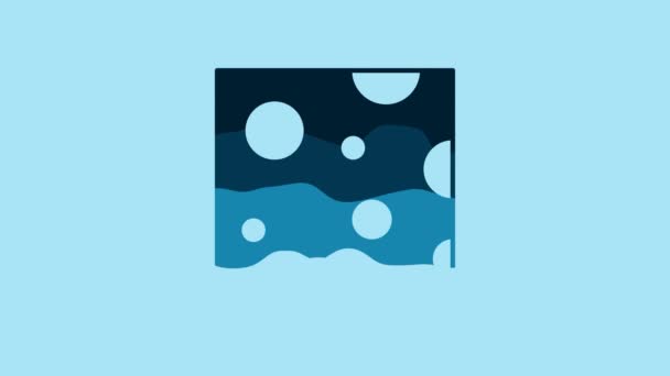 Синій Сир Значок Ізольовано Синьому Фоні Відео Рух Графічна Анімація — стокове відео