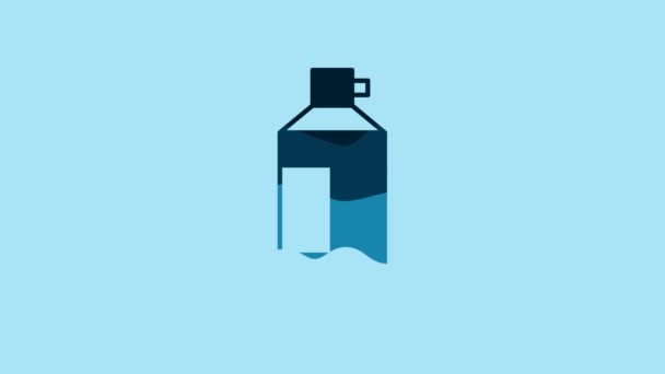 Blue Whipped Cream Aerosol Can Icon Isolated Blue Background Sweet — Stock video