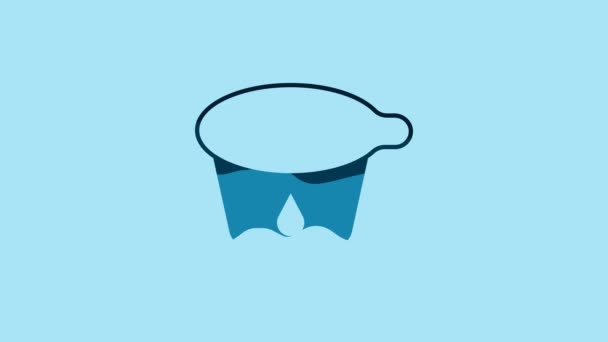 Ікона Контейнера Blue Yogurt Ізольована Синьому Фоні Пластиковій Чашці Відеографічна — стокове відео