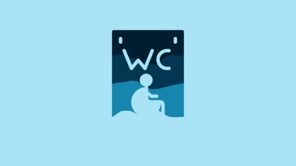 Blue Separated Toilet Disabled Persons Icon Isolated Blue Background Handicapped — Vídeo de stock