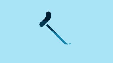 Blue Walking stick cane icon isolated on blue background. 4K Video motion graphic animation .