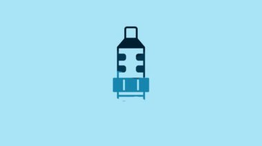 Blue Car spark plug icon isolated on blue background. Car electric candle. 4K Video motion graphic animation .
