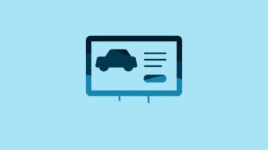 Blue Hardware diagnostics condition of car icon isolated on blue background. Car service and repair parts. 4K Video motion graphic animation .