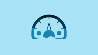 Blue Speedometer icon isolated on blue background. 4K Video motion graphic animation .