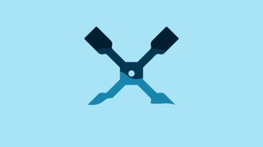 Blue Wheel wrench icon isolated on blue background. Wheel brace. 4K Video motion graphic animation .