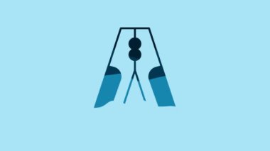 Blue Car battery jumper power cable icon isolated on blue background. 4K Video motion graphic animation .