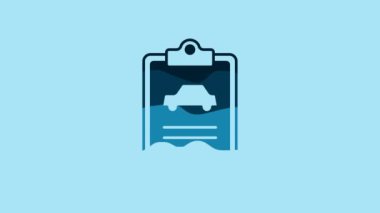 Blue Car inspection icon isolated on blue background. Car service. 4K Video motion graphic animation .