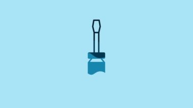 Blue Screwdriver icon isolated on blue background. Service tool symbol. 4K Video motion graphic animation .