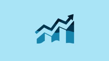 Blue Financial growth increase icon isolated on blue background. Increasing revenue. 4K Video motion graphic animation .