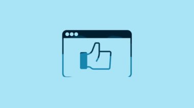 Blue Consumer or customer product rating icon isolated on blue background. 4K Video motion graphic animation .