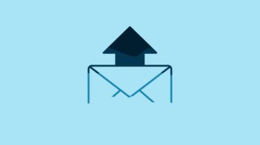 Blue Mail and e-mail icon isolated on blue background. Envelope symbol e-mail. Email message sign. 4K Video motion graphic animation .