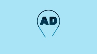 Blue Advertising icon isolated on blue background. Concept of marketing and promotion process. Responsive ads. Social media advertising. 4K Video motion graphic animation .