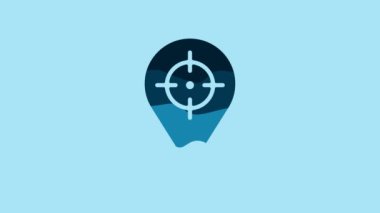 Blue Target financial goal concept icon isolated on blue background. Symbolic goals achievement, success. 4K Video motion graphic animation .